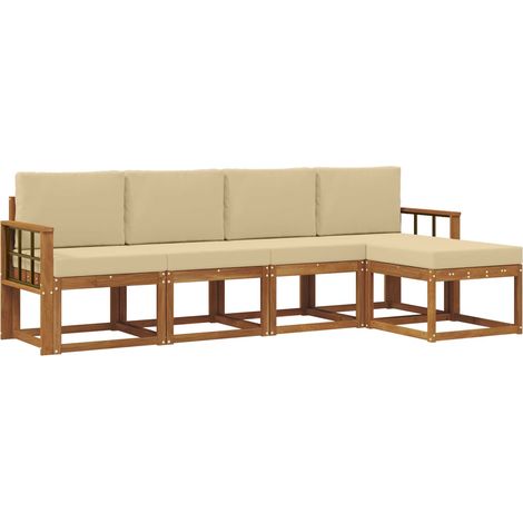 Ensemble de canapés d'extérieur 5 pcs Salon de jardin Naturel et Beige (1/5)