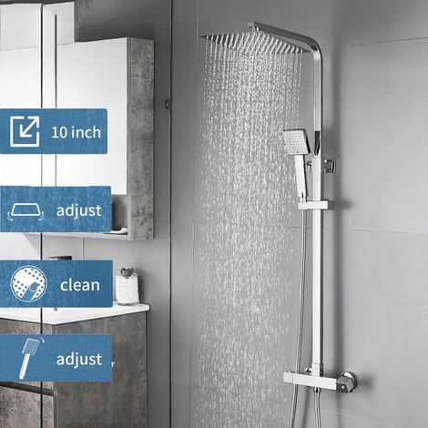 Auralum Max Elegant Columna de ducha termostática Conjunto de ducha de lluvia con sistema de ducha de grifo ajustable en altura (1/5)