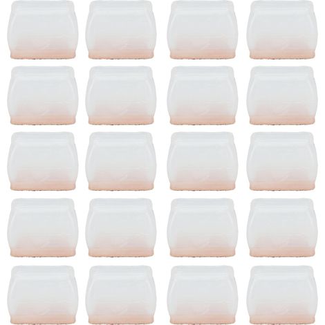 Protecteur de pieds de chaise, 20 pièces,couverture de coussin de meubles en feutre de caoutchouc, anti-rayures, bruit, rectangulaire Transparent (1/5)