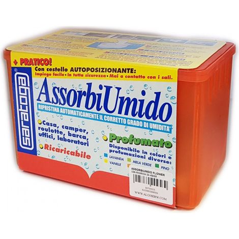 Assorbiumido in vaschetta con 1 ricarica da 450gr fragranza flower