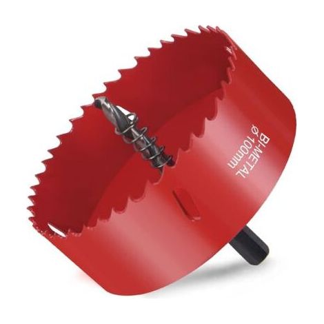 Scie Cloche Bi-métal, Scie Cloche Bois Ø100mm, Scie Trépan avec Adaptateur Hexagonal et Foret de Centrage, pour Percer Plastique, PVC, Bois, Panneaux Fibres, Métal Souple- (1/5)