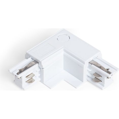 Conector 'Left Side' Tipo L para Carril Trifásico Empotrable Aluminio Blanco (1/4)