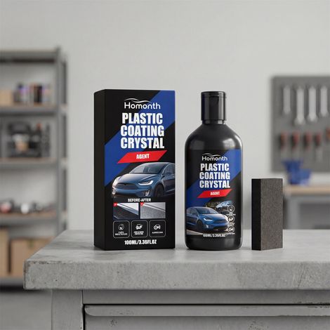 Automotive plastic coating liquid: glossy, stain-resistant, and easy to clean suitable for dashboards, door panels, and protecting plastic surfaces. -- Plastic coating liquid: 100ml1, sponge1