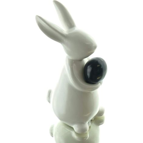 Scheulen – Lapin de Pâques blanc avec œuf noir, 14 cm – Céramique (1/2)