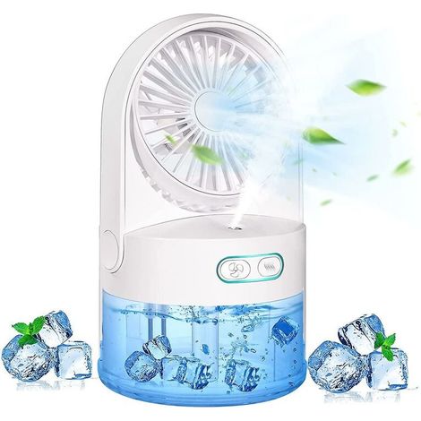 Ventilateur Brumisateur - 300 ml - 3 Vitesses - Orientation Verticale 90° - Nébulisation Réglable - Lampe LED 7 Couleurs - Batterie Rechargeable Intégrée (1/5)