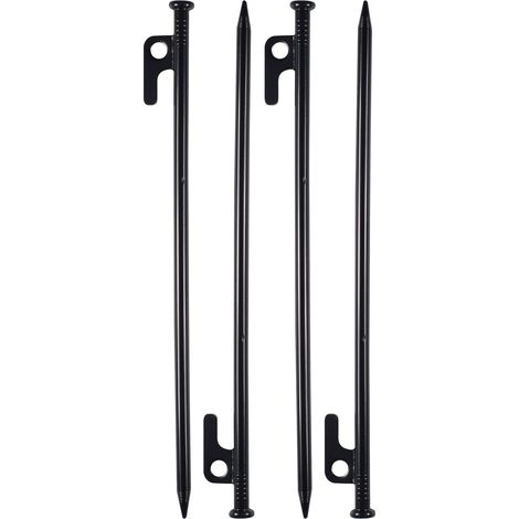4 Pièces Piquets de Tente, 30cm Sardine pour Tente Robustes, Piquets de en MéTal, Haute Résistance Fer Forgé Enjeux de Tente de Camping avec Crochet Et Trou pour Camping Tentes, Auvents (1/5)