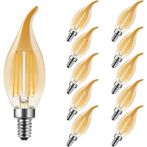 Ampoule E14 LED,4W Ampoules LED E14,2700K Blanc Chaud,4W Équivalent Ampoule Incandescente 35W,350LM,Ambré,Ampoule Petit Culot à Vis,Non Dimmable,Lot de 10 (1/5)