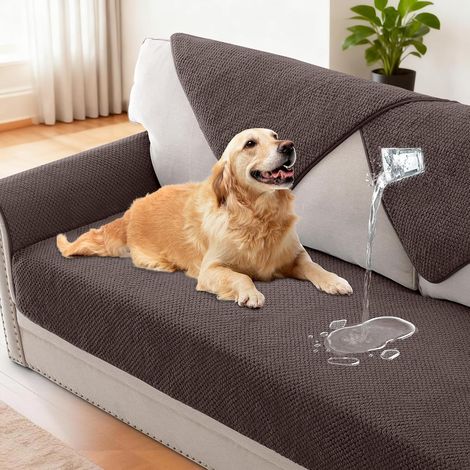 Copridivano impermeabile - Nuovo copricuscino per divano, lavabile e antiscivolo, per proteggere il divano da cani, gatti e bambini (marrone, 91x213 cm) (1/5)