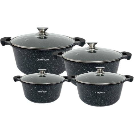 Pots avec couvercle - noir - 8 pièces