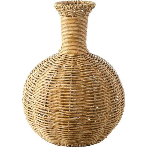 Vase en rotin tressé à la mainvase décoratif en osier de 25 cmvase bulbeux tressé naturel pour fleurs artificielles ou séchées (1/4)