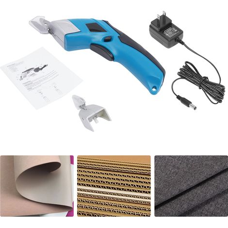 Kabellose elektrische Schere, elektrischer Cutter mit 2 verschiedenen Klingen, wiederaufladbare kabellose Schere, Lederschneider, leistungsstarkes Schneidewerkzeug für Pappe, Stoff, Teppich, Leder und