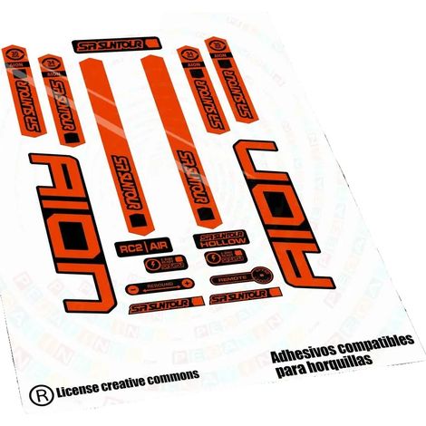 Pegatinas de vinilo de alta calidad con diseño personalizado para bicicletas, color rojo y naranja. (1/2)