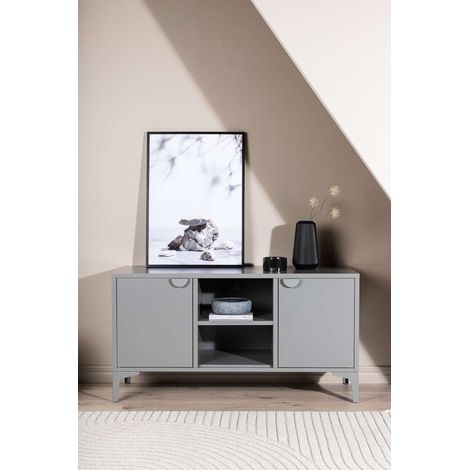 Piring table TV 2 portes 1 tablette gris clair. (1/5)