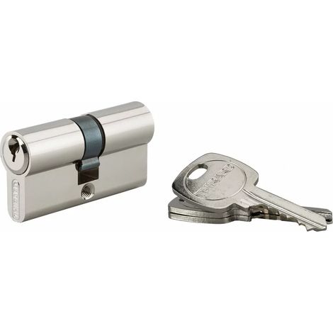 Thirard – Cylindre de serrure cranté 30 x 30 mm – Panneton réduit – 3 clés en laiton nickelé – Mécanisme à 5 goupilles anti-arrachement