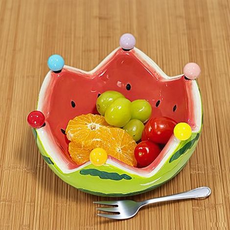 Bol à Fruits en Forme de Pastèque - Saladier en Céramique (1/4)