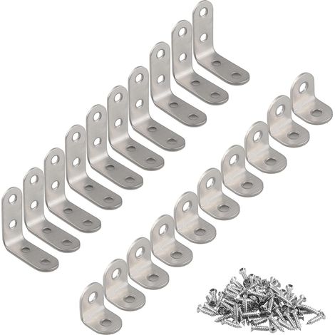L-brackets, metal L-brackets, 20PCS corner brackets with screws, stainless steel corner brackets for the (1/4)