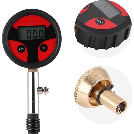 Digitales LCD-Reifendruckmessgerät für Auto, Motorrad, LKW, Fahrrad mit Ventilspitze, präzises tragbares Druckmessgerät, Reifendruckprüfer für Autos, Reifenmesswerkzeug. (1/5)