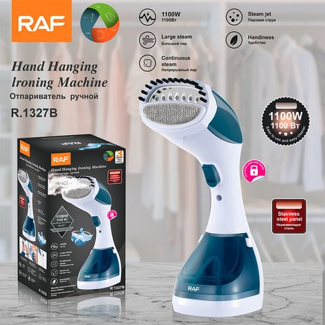 (Bleu) Défroisseur vapeur portable aux normes européennes - Petit fer à repasser pliable pour usage domestique - Utilisation sur vêtements secs et humides - Appareil à repasser (1/4)