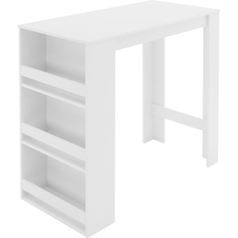 ML-Design Tavolo Da Bar Con 3 Ripiani Bianco Pannelli MDF 117x106x57 cm Alto Stile Moderno Elegante Bancone Rettangolare Per Interni Da Cucina Pranzo Bistrò Caffè Truciolato