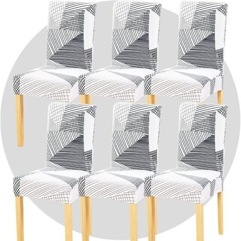 Stretch-Stuhlhussen, 6er-Set, bedruckt, dehnbar, waschbar, abnehmbar, für Küche, Hotel, Restaurant (1/4)