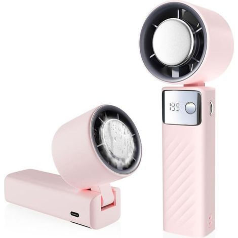 Ventilateur portable, mini ventilateur rechargeable 4000 mAh, petit ventilateur à turbine silencieux, (1-199), adapté au sport et aux voyages (rose)