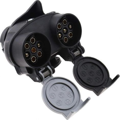 Adaptateur de prise remorque 13 broches vers 7 broches 12N 12S double prise européenne pour voiture, remorque, camion, barre de remorquage 12 V étanche noir