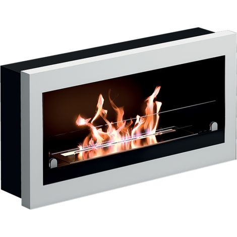 Bio-cheminée murale / encastrée Verona blanc 3 kW – verre trempé, brûleur 2,9 L réglable – Tecno Air System (1/4)
