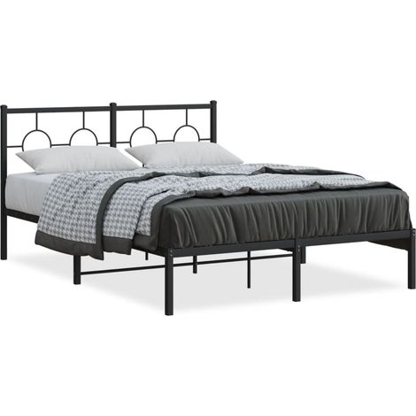 Maison Exclusive - Cadre de lit métal sans matelas avec tête de lit noir 140x190cm