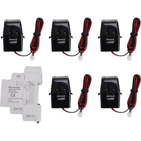 Smart WiFi Energy Meter Compatible with Tuya Life App, Detector with 5x Sensors, 100A Transformer (1/5)