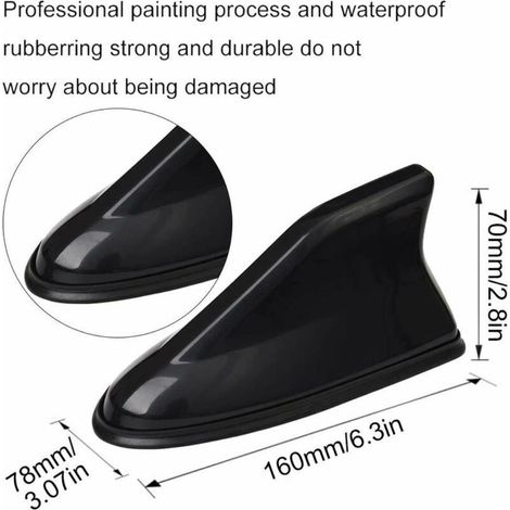 2PCS Antenne Toit , Universal Auto Voiture Plastique Aileron de Requin en Forme de Base Antenne pour Voiture Antenne Radio FM avec Base Adhésive Etanche - Noir (1/4)