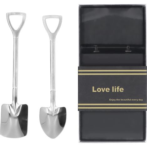 2Pcs Shovel Spoons Stainless Steel Sturdy Durable Anticorrosion Glossy Ergonomic Design Widely Used Dessert SpoonsSilver (1/5)