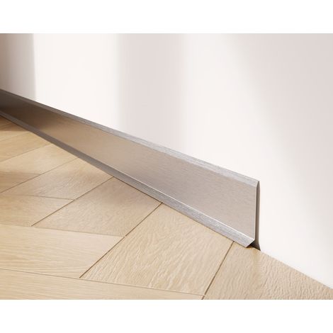 Battiscopa decorativo in acciaio inossidabile per parete e muro - 6 cm x 270 cm - Argento Satinato