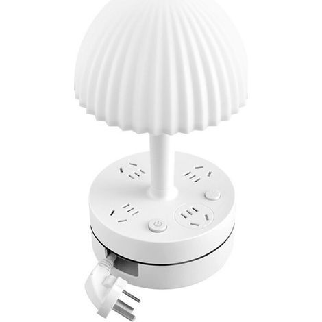 Desk Lamp, Sleep Lamp, Tricolour Light, 3 Sockets, 2 USB + Type-C, 1.8m (White) (1/4)