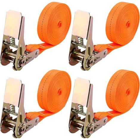 Set di 4 cinghie a cricchetto, lunghezza 6 m, larghezza 25 mm, cinghie di fissaggio a cricchetto, cinghie di serraggio, portata massima totale di 1000 kg (1/5)