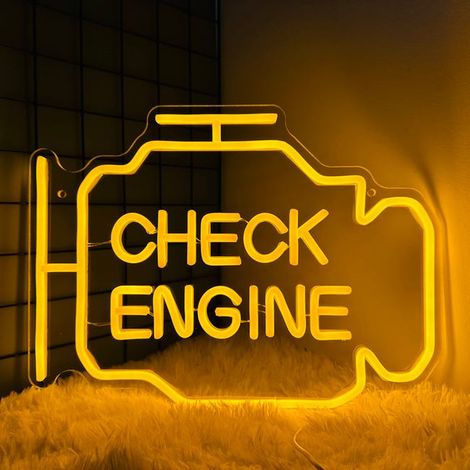 Panneaux néon Check Engine pour décoration murale,panneaux de garage LED personnalisés pour atelier de réparation de salle automobile,40x30cm (1/3)