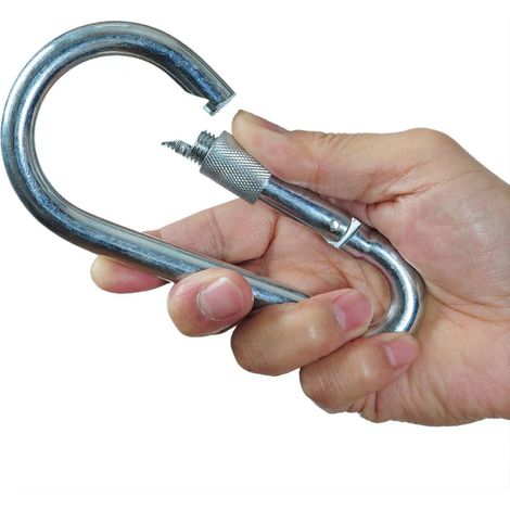 Lot de 2 grands crochets mousqueton à clipser avec bouchon à vis, longueur 13 mm x 160 mm, charge de travail : 600 kg, pour les activités sportives et les travaux lourds (1/3)