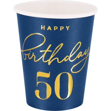 Happy Birthday 50 Tassen, marineblau 220ml 6 Stück. (1/3)