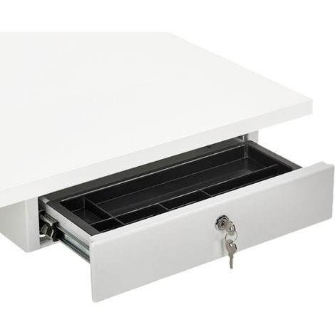 PROVOST - Tiroir de bureau réglable en hauteur, blanc, avec plumier intégré et fermeture à clé