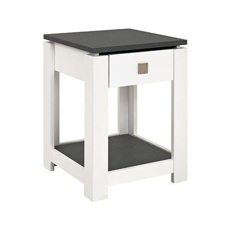Table d'appoint 1 tiroir 40x40x55 cm gris foncé et blanc - JOSEF