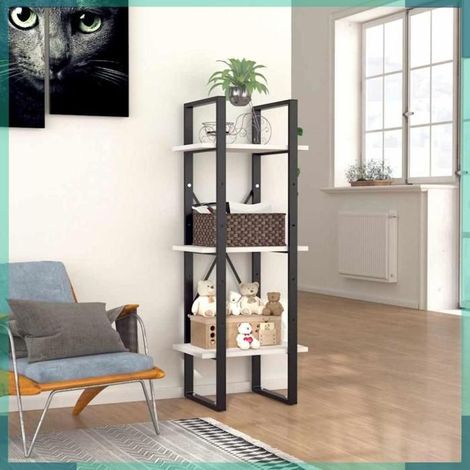 806487 Bibliothèque à 3 niveaux blanc 40x30x105 cm bois d'ingénierie (1/5)