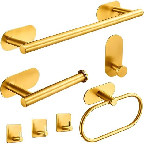 7 Piece Black Gold Bathroom Accessory Set (1/5)