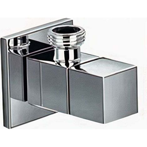 [NEVER USED] Quarter Turn ½ Inch Angle Shut Off Valve Douche Tap Outlet with Flange Chrome Plated Brass Bidet Spray Accessory - Square Design (1/4)