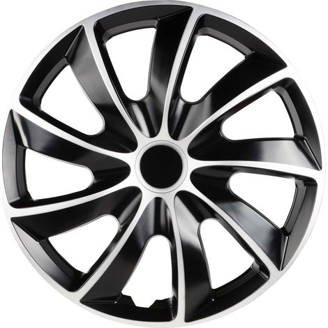Walser – Enjoliveurs Aero Bicolor 15" – Lot de 4 pièces noir/argent – Montage facile pour jantes acier – Design moderne et élégant