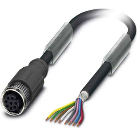 M12 Sensorleitung PUR 8-polig Buchse gerade geschirmt/schlepp. A-Kodierung, Länge 3,0 Meter schwarzgrau RAL 7021, Kabel Außendurchmesser 5,9mm - 1 Stück