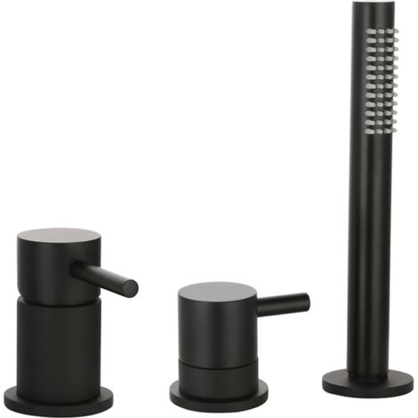 Mitigeur baignoire mécanique 3 trous PAINI Cox pour remplissage par le vidage avec douchette Noir mat