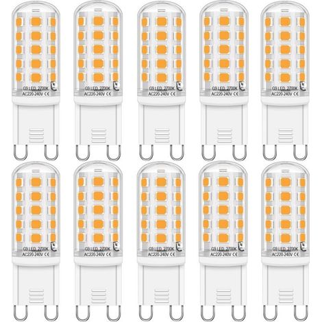 Lampe LED G9, Blanc Chaud (2700K), 400 Lumens, 4W Équivalent 30W Halogène, Non Dimmable, Sans Clignotement, Pack de 10 (1/5)