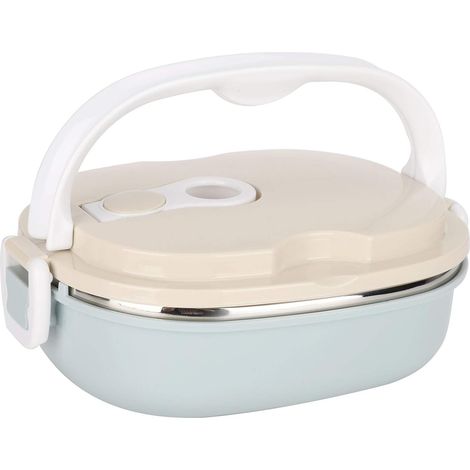 Boîte à Repas Hermétique en Acier Inoxydable avec Poignée, Gamelle Isotherme pour Repas Chaud, 1 Couche, 18 x 15 cm, pour Bureau, École, Travail (1/5)