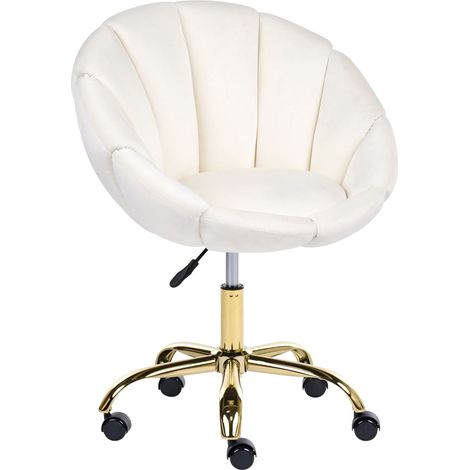 Office Swivel Chair Off-White Velvet with Starbase Adjustable Height Modern Design Home Office ANNABELLE (1/5)