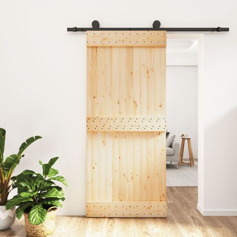 Puerta corredera con herrajes madera maciza de pino 90x210 cm vidaXL (1/5)