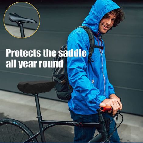 Housse imperméable pour selle de vélo avec cordon de serrage, pack de 2 Bleu (1/5)